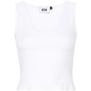 GCDS Ribbed Tank Top Women WHITE T-Shirts & Tops